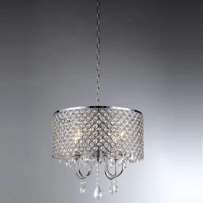 9" X 17" X 17" Deluxe Crystal Chandelier Silver - Warehouse Of Tiffany 2 9" X 17" X 17" Deluxe Crystal Chandelier Silver - Warehouse Of Tiffany - Image 2