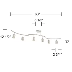 Pro Track Rhodes 6-Head LED Ceiling Track Light Fixture Kit Spot Light GU10 Silver Brushed Nickel Finish Metal Modern Kitchen Bathroom Dining 63" Wide -Lighting Discount Store GUEST 39bf2061 36e9 452b 998d 51bd5f484d8d