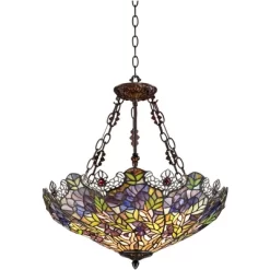 Robert Louis Tiffany Bronze Pendant Chandelier 22" Wide Rustic Floral Garden Stained Glass 3-Light Fixture For Dining Room House Foyer Kitchen Island 13 Robert Louis Tiffany Bronze Pendant Chandelier 22" Wide Rustic Floral Garden Stained Glass 3-Light Fixture For Dining Room House Foyer Kitchen Island -Lighting Discount Store GUEST 3b52fb14 5bd9 4880 91fa 5110f5c3d38d