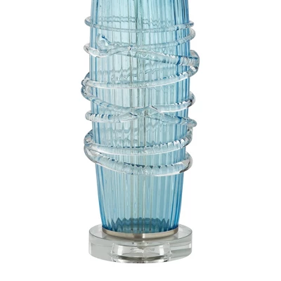 360 Lighting Artic 28 1/2" Tall Modern Coastal End Table Lamp Handcrafted Blue Sea Art Glass Single White Shade Living Room Bedroom (Colors May Vary) 3 360 Lighting Artic 28 1/2" Tall Modern Coastal End Table Lamp Handcrafted Blue Sea Art Glass Single White Shade Living Room Bedroom (Colors May Vary) - Image 3