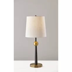 Francis Table Lamp Black - Adesso: Mid-Century Modern Design, Off-White Shade, 29" Height