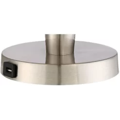 360 Lighting Geoff Modern Table Lamps 26" High Set Of 2 Brushed Nickel With USB Charging Port Table Top Dimmers White Drum Shade For Living Room Desk -Lighting Discount Store GUEST 3e71bc4f 7099 4393 acbc 612870dd89ea