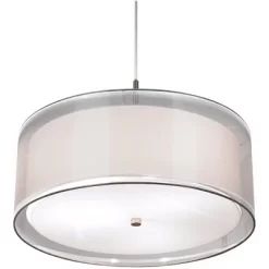 Possini Euro Design Brushed Nickel Pendant Chandelier 20" Wide Modern Organza Outer White Inner Shade 3-Light Fixture For Dining Room Kitchen Island -Lighting Discount Store GUEST 3f4cea19 b9e1 4df0 b83c 275c574c8e8b