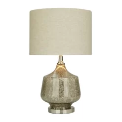 Linen Table Lamp With Faux Mercury Glass Finish Silver - Olivia & May -Lighting Discount Store GUEST 4030e0e6 1c70 4c2a bd17 85060c34d199
