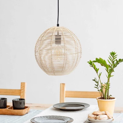 Ball Shaped Rattan Pendant Light Beige - Lalia Home 2 Ball Shaped Rattan Pendant Light Beige - Lalia Home - Image 2