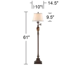 Kathy Ireland Vintage Swing Arm Floor Lamp 61" Tall Bronze Marble Font Faux Silk Shade For Living Room Reading House Bedroom Home 12 Kathy Ireland Vintage Swing Arm Floor Lamp 61" Tall Bronze Marble Font Faux Silk Shade For Living Room Reading House Bedroom Home -Lighting Discount Store GUEST 41900b73 10f9 43b3 a338 ea7aca81a837