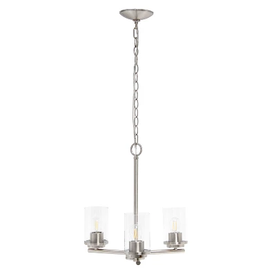 3-Light 15" Classic Contemporary Clear Glass/Metal Hanging Pendant Chandelier - Lalia Home 13 3-Light 15" Classic Contemporary Clear Glass/Metal Hanging Pendant Chandelier - Lalia Home - Image 13