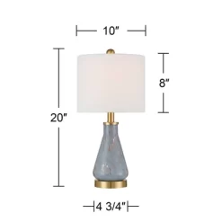 360 Lighting Alexia 20" High Small Modern Accent Table Lamps Set Of 2 Gold Blue Finish Glass White Shade Living Room Bedroom Bedside Nightstand House -Lighting Discount Store GUEST 430fc3ec b4fc 4be0 940c 016036d54cb9