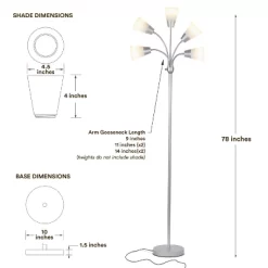 Brightech Medusa Modern (Includes LED Light Bulb) Gooseneck Candelabra Floor Lamp Platinum Silver -Lighting Discount Store GUEST 4371a6cd 15a2 4932 a392 f556cc5c3f8c
