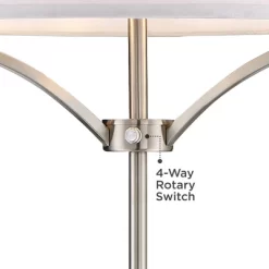 360 Lighting Modern Floor Lamp 62" Tall Black And Brushed Steel Column White Linen Drum Shade For Living Room Reading Bedroom Office -Lighting Discount Store GUEST 43b03674 5887 40b7 8b04 03b7899414ed