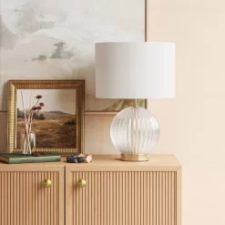 Small Ribbed Glass Lamp Base Clear - Thresholdâ„¢