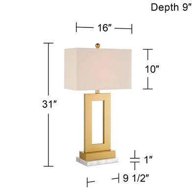 360 Lighting Marshall Modern Table Lamp With White Marble Riser 30" Tall Champagne Gold Oatmeal Shade For Bedroom Living Room Bedside Nightstand House 6 360 Lighting Marshall Modern Table Lamp With White Marble Riser 30" Tall Champagne Gold Oatmeal Shade For Bedroom Living Room Bedside Nightstand House - Image 6