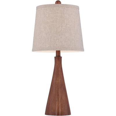 360 Lighting Fraiser Modern Accent Table Lamp 23 1/2" High Brown Faux Wood Oatmeal Drum Shade For Bedroom Living Room Bedside Nightstand Office Kids 5 360 Lighting Fraiser Modern Accent Table Lamp 23 1/2" High Brown Faux Wood Oatmeal Drum Shade For Bedroom Living Room Bedside Nightstand Office Kids - Image 5