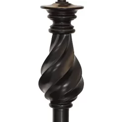 Regency Hill Traditional Swing Arm Floor Lamp 58" Tall Painted Black Bronze Swirl Font Faux Silk Beige Shade For Living Room Reading Office -Lighting Discount Store GUEST 48f5df72 bdd4 42d2 ba90 7dbcd8f425d9