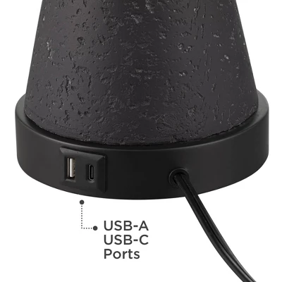 360 Lighting Fiona 24 1/2" High Mid Century Modern Table Lamps Set Of 2 USB Port Black Metal White Shade Living Room Charging Bedroom Bedside House 4 360 Lighting Fiona 24 1/2" High Mid Century Modern Table Lamps Set Of 2 USB Port Black Metal White Shade Living Room Charging Bedroom Bedside House - Image 4