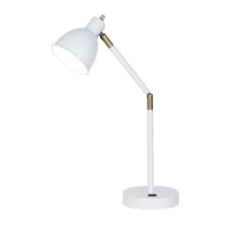 23" Mid-Century Adjustable Metal Desk Lamp With Power Outlet White - Cresswell Lighting -Lighting Discount Store GUEST 4a0db324 7678 4be4 8e8d 1bde9bad4486