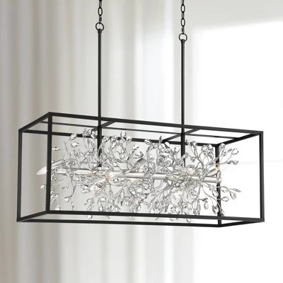 Possini Euro Design Carrine Black Silver Linear Pendant Chandelier 38 1/2" Wide Modern Clear Crystal 8-Light Fixture For Dining Room Kitchen Island 1 Possini Euro Design Carrine Black Silver Linear Pendant Chandelier 38 1/2" Wide Modern Clear Crystal 8-Light Fixture For Dining Room Kitchen Island