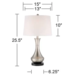 360 Lighting Simon Modern Table Lamps 25 1/2" High Set Of 2 Brushed Nickel With USB Charging Port White Fabric Drum Shade For Bedroom Living Room Desk 10 360 Lighting Simon Modern Table Lamps 25 1/2" High Set Of 2 Brushed Nickel With USB Charging Port White Fabric Drum Shade For Bedroom Living Room Desk -Lighting Discount Store GUEST 4bbae9df cf5e 4270 8694 075d9a45fb8c