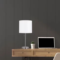 19" Metal Stick Table Lamp With Pull Chain Silver - Cresswell Lighting -Lighting Discount Store GUEST 4d54b9fb a990 47d0 a39a 8566b4d22c1f