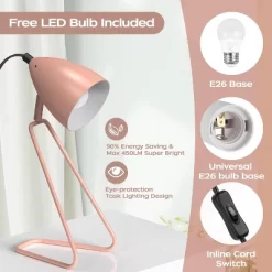 ROTTOGOON 12.52inch Table Lamps Modern Rotatable Small Desk Lamp Reading Bedside 2 Bulbs Included 2-Pack