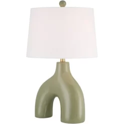 360 Lighting Lyrah 25" High Mid Century Modern Table Lamp Green Glaze Finish Ceramic Single White Shade Living Room Bedroom Bedside Nightstand House -Lighting Discount Store GUEST 4e967e33 2baa 41af 842e 6dd4a9580079