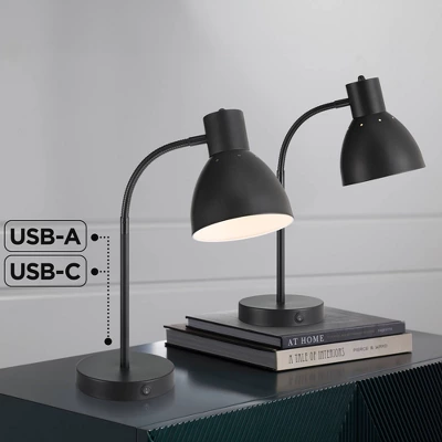 360 Lighting Piper 24" High Gooseneck Small Modern Desk Lamps Set Of 2 USB Port Black Metal Home Office Living Room Charging Bedroom Bedside 1 360 Lighting Piper 24" High Gooseneck Small Modern Desk Lamps Set Of 2 USB Port Black Metal Home Office Living Room Charging Bedroom Bedside