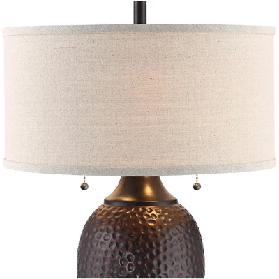 360 Lighting Cody Rustic Farmhouse Table Lamps Set Of 2 With Square Risers 27 1/2" Tall Oiled Bronze Hammered Oatmeal Drum Shade For Bedroom Bedside 1 360 Lighting Cody Rustic Farmhouse Table Lamps Set Of 2 With Square Risers 27 1/2" Tall Oiled Bronze Hammered Oatmeal Drum Shade For Bedroom Bedside