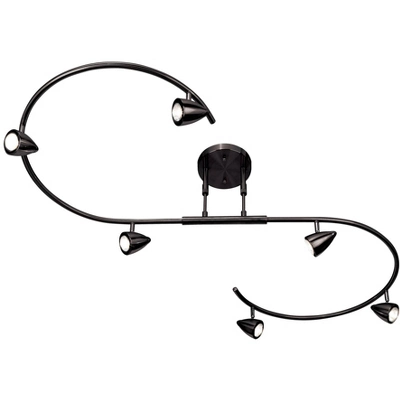 Pro Track Salazar S-Wave 6-Head LED Ceiling Track Light Fixture Kit Spot Light GU10 Adjustable Black Metal Modern Kitchen Bathroom Dining 54" Wide 2 Pro Track Salazar S-Wave 6-Head LED Ceiling Track Light Fixture Kit Spot Light GU10 Adjustable Black Metal Modern Kitchen Bathroom Dining 54" Wide - Image 2
