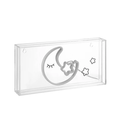 11.8" Moon Contemporary Glam Acrylic Box Pendant (Includes LED Light Bulb) Neon Pink/Yellow - JONATHAN Y 2 11.8" Moon Contemporary Glam Acrylic Box Pendant (Includes LED Light Bulb) Neon Pink/Yellow - JONATHAN Y - Image 2