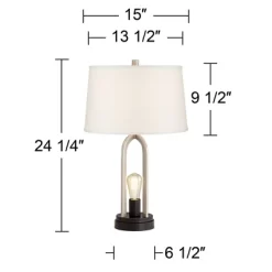 360 Lighting Marcel Modern Table Lamps Set Of 2 24 1/4" High Brushed Nickel With LED Nightlight USB Charging Port White Shade For Bedroom House Desk 12 360 Lighting Marcel Modern Table Lamps Set Of 2 24 1/4" High Brushed Nickel With LED Nightlight USB Charging Port White Shade For Bedroom House Desk -Lighting Discount Store GUEST 5398ce6a 20f8 406a b3af ac5d96b3f3c8