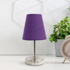 10.5" Petite Metal Stick Bedside Table Desk Lamp In Sand Nickel With Fabric Shade Purple - Creekwood Home 9 10.5" Petite Metal Stick Bedside Table Desk Lamp In Sand Nickel With Fabric Shade Purple - Creekwood Home -Lighting Discount Store GUEST 559bae34 39f6 4929 9c6d 81e10c37aa1c
