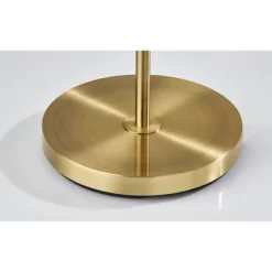 Lighting Discount Store 42 Adesso Evan Floor Lamp Antique Brass: Modern Standing Light With Linen Shade, UL Listed, 3-Way Switch