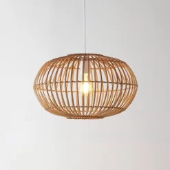 17.5" 1-Light Leo Farmhouse Coastal Rattan LED Pendant Brown - JONATHAN Y -Lighting Discount Store GUEST 5d12d1d1 2c0e 4d02 81e2 b244a7d6a83f