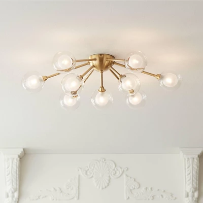 Possini Euro Design Spheres Modern Ceiling Light Flush Mount Fixture 28" Wide Warm Brass 9-Light LED Clear Globe Glass For Bedroom Kitchen Living Room 1 Possini Euro Design Spheres Modern Ceiling Light Flush Mount Fixture 28" Wide Warm Brass 9-Light LED Clear Globe Glass For Bedroom Kitchen Living Room