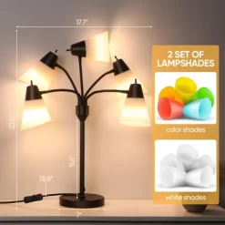 ROTTOGOON Medusa Bedside Table Lamp For Bedroom, Modern Multi Head 5 Shade Lamps, For Night Stands Living Room Kids Room Office -Lighting Discount Store GUEST 5e97ea04 0f11 4500 97c3 6b2e276a0083