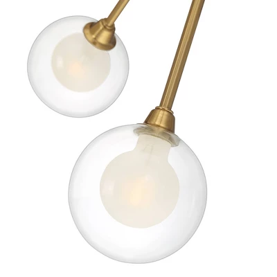 Possini Euro Design Spheres Modern Ceiling Light Flush Mount Fixture 28" Wide Warm Brass 9-Light LED Clear Globe Glass For Bedroom Kitchen Living Room 2 Possini Euro Design Spheres Modern Ceiling Light Flush Mount Fixture 28" Wide Warm Brass 9-Light LED Clear Globe Glass For Bedroom Kitchen Living Room - Image 2