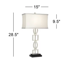 360 Lighting Evan Modern Table Lamps 28 1/2" Tall Set Of 2 Brushed Nickel With USB Charging Port White Rectangular Shade For Bedroom Living Room House -Lighting Discount Store GUEST 60f93891 392d 4390 b0fe ba6ca2ca90f1