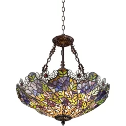 Robert Louis Tiffany Bronze Pendant Chandelier 22" Wide Rustic Floral Garden Stained Glass 3-Light Fixture For Dining Room House Foyer Kitchen Island 14 Robert Louis Tiffany Bronze Pendant Chandelier 22" Wide Rustic Floral Garden Stained Glass 3-Light Fixture For Dining Room House Foyer Kitchen Island -Lighting Discount Store GUEST 612e26a6 e8da 4ada 811d a945fe0a2d68
