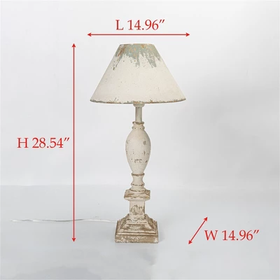 Rustic Vintage Table Lamp With Distressed White And Blue Shade, Elegant Base Design, 28.54" Height, 1pc 7 Rustic Vintage Table Lamp With Distressed White And Blue Shade, Elegant Base Design, 28.54" Height, 1pc - Image 7