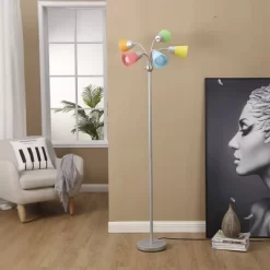 Brightech Medusa Modern (Includes LED Light Bulb) Gooseneck Candelabra Floor Lamp Platinum Silver -Lighting Discount Store GUEST 6148dc8e 3408 4bf3 a0f2 492dbe3a5427