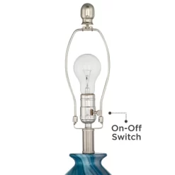 360 Lighting Carlton 28" Tall Modern Table Lamps Set Of 2 WiFi Smart Socket Blue Marble Finish Living Room Bedroom Bedside Nightstand White Shade -Lighting Discount Store GUEST 631b944d 6e22 4e0c a9f0 45cc01cc81b3