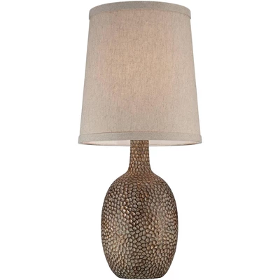 360 Lighting Chalane Rustic Accent Table Lamps 23 1/2" High Set Of 2 Antique Bronze Hammered Natural Linen Shade For Bedroom Living Room Bedside House 4 360 Lighting Chalane Rustic Accent Table Lamps 23 1/2" High Set Of 2 Antique Bronze Hammered Natural Linen Shade For Bedroom Living Room Bedside House - Image 4