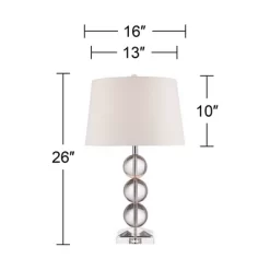 360 Lighting Mersenne Modern Table Lamp 26" High Clear Crystal Globes Stacked Silver Pole White Drum Shade For Bedroom Living Room Bedside Nightstand -Lighting Discount Store GUEST 63b28ec2 412b 4b49 ba0e 8b55c1ec5f07