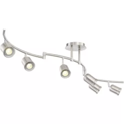 Pro Track Rhodes 6-Head LED Ceiling Track Light Fixture Kit Spot Light GU10 Silver Brushed Nickel Finish Metal Modern Kitchen Bathroom Dining 63" Wide -Lighting Discount Store GUEST 64882156 99fc 486f ae66 e337f5bb852f