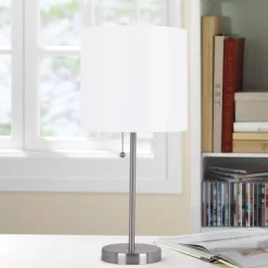 19" Metal Stick Table Lamp With Pull Chain Silver - Cresswell Lighting -Lighting Discount Store GUEST 64b285c4 698e 48d1 894a f8e901e6ff68