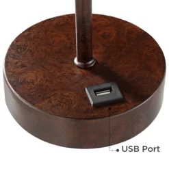 360 Lighting Justin Modern Accent Table Lamps 18 1/4" High Set Of 2 Marbled Bronze Metal With USB Charging Ports Oatmeal Drum Shade For Bedroom Desk -Lighting Discount Store GUEST 64d1aa75 b22c 483a 94a8 084eb7358641