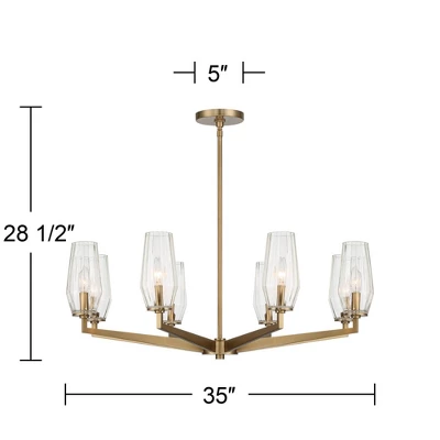 Possini Euro Design Byzantium Warm Gold Chandelier 35" Wide Modern Clear Glass Shade 8-Light Fixture For Dining Room Foyer Kitchen Island Entryway 6 Possini Euro Design Byzantium Warm Gold Chandelier 35" Wide Modern Clear Glass Shade 8-Light Fixture For Dining Room Foyer Kitchen Island Entryway - Image 6