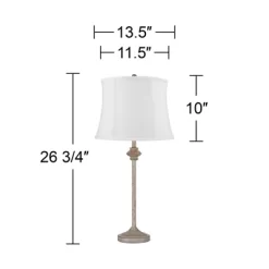 360 Lighting Lynn Country Cottage Buffet Table Lamps 26 3/4" High Set Of 2 Beige Wood White Drum Shade For Bedroom Living Room Bedside Nightstand Kids -Lighting Discount Store GUEST 665c3319 bfc9 41bf aa11 30d8e6248106