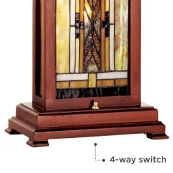 Robert Louis Tiffany Walnut Mission Rustic Table Lamp 27" Tall Wood With Nightlight Stained Art Glass Shade For Bedroom Living Room Bedside Nightstand -Lighting Discount Store GUEST 67a71ee2 8178 4a59 9570 ef40f7a3e37a