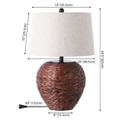 JONATHAN Y Alaro 24.5" Table Lamp: Hand-Woven, Beige Linen Shade, Rustic Metal Frame -Lighting Discount Store GUEST 689dcb09 55d7 4614 8403 2d72d5706e25